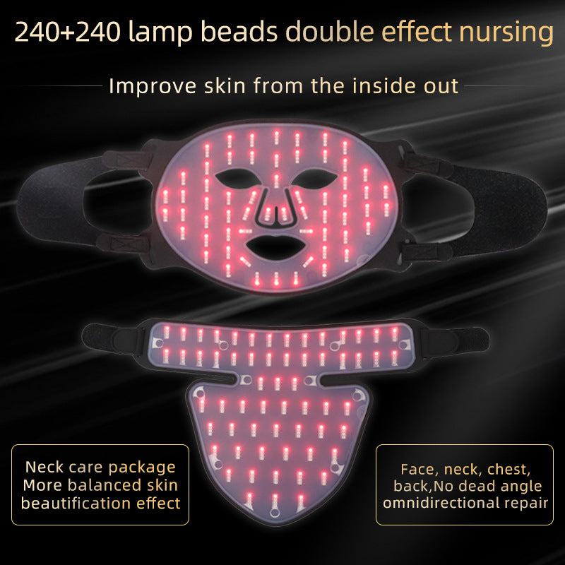 LED Silicone Mask Facial Neck Red Blue Light