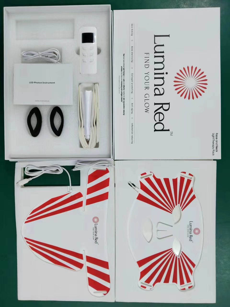 LED Silicone Mask Facial Neck Red Blue Light