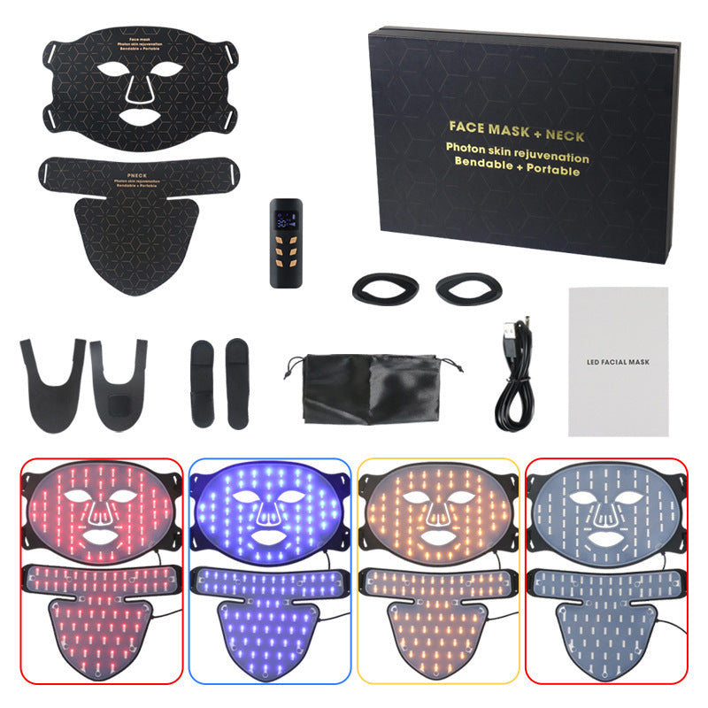 LED Silicone Mask Facial Neck Red Blue Light