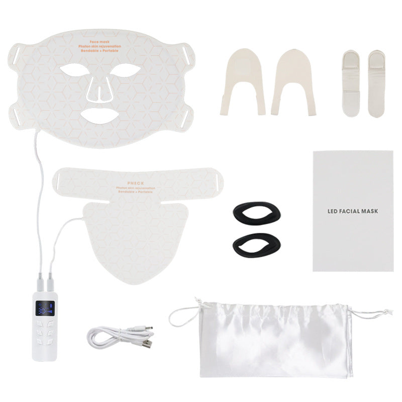 LED Silicone Mask Facial Neck Red Blue Light